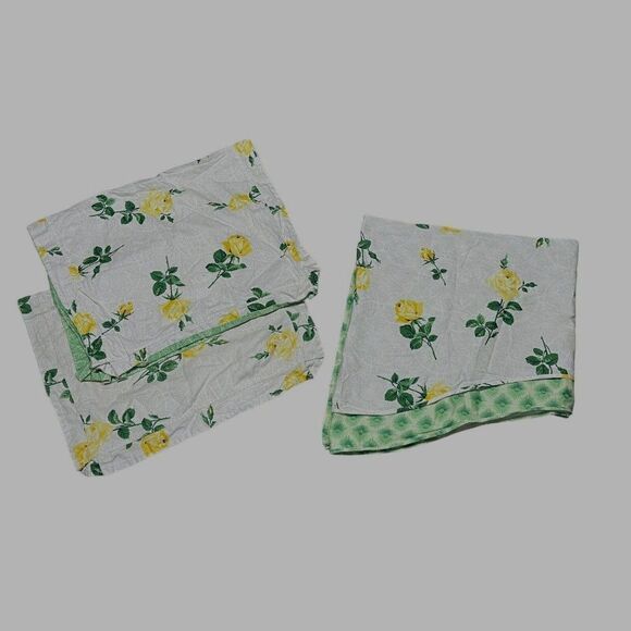 Vtg Lot 2 Carleton Varney Yellow Rose Pillow Cases Shams  Curtain Valance Set - Picture 1 of 7